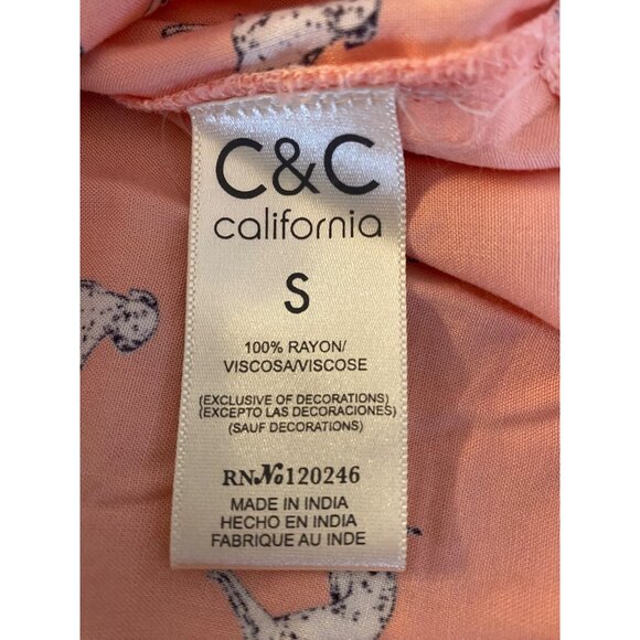 C&C California Pink Button-Down Long Sleeve Shirt Dalmatian Dog Print Small - Picture 4 of 10